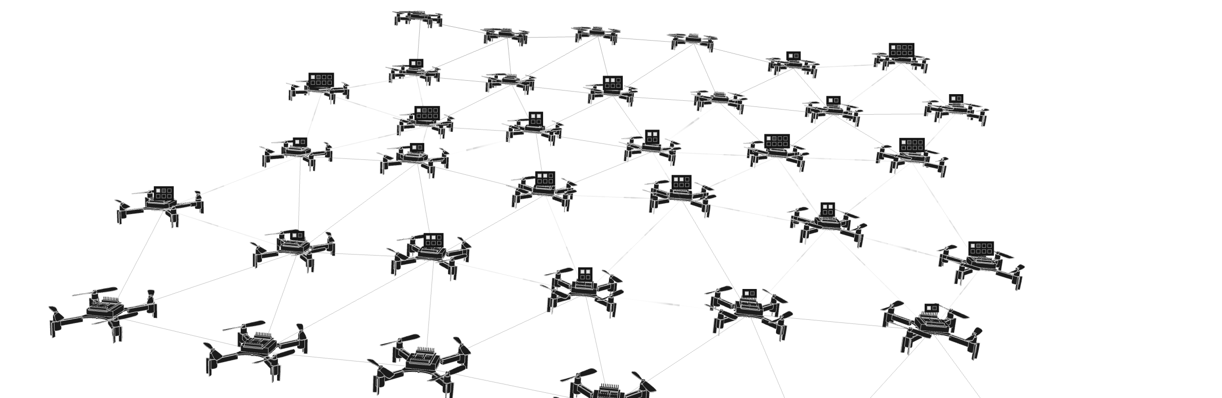 An expansive mesh of drones sharing compute peer to peer
